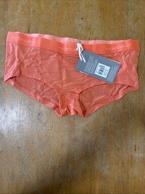Icebreaker Women's Sprite Hot Pants Wool Blend Underwear in Coral Size L
